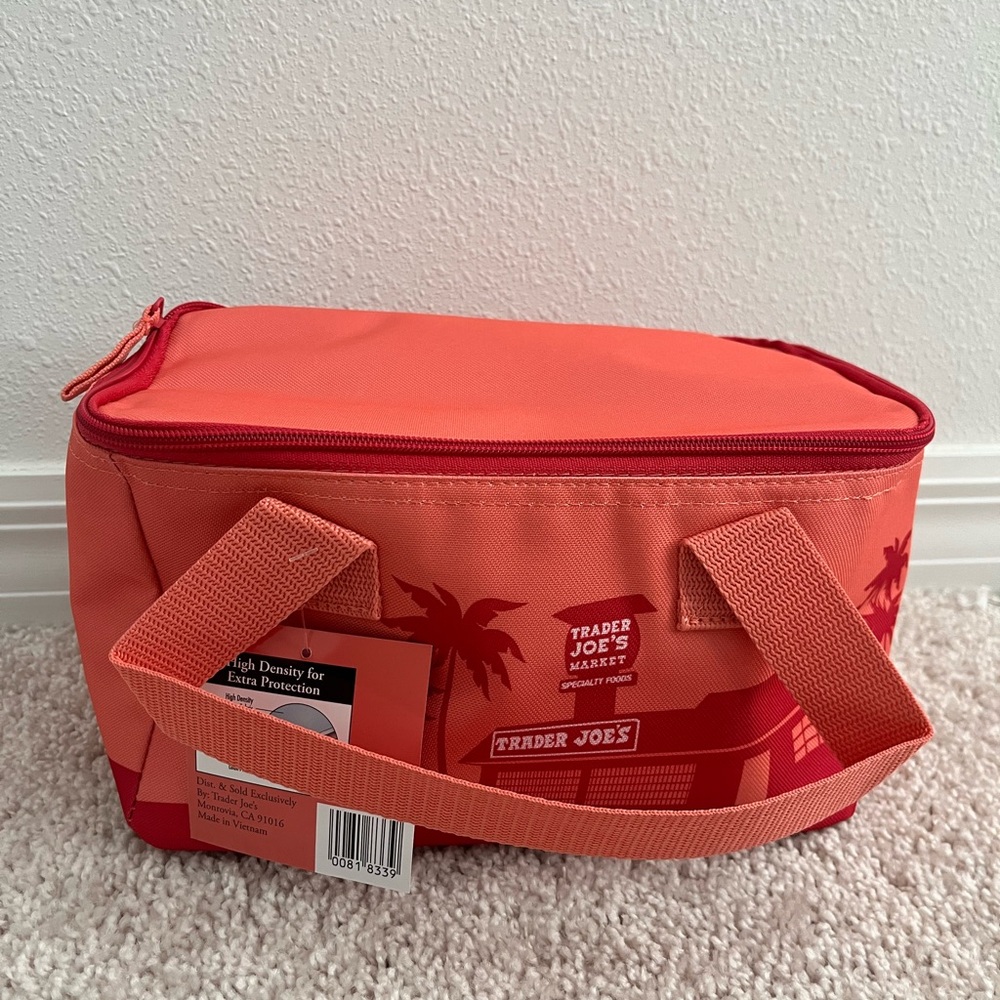 Trader Joe's Red Insulated Lunch Bag peach color